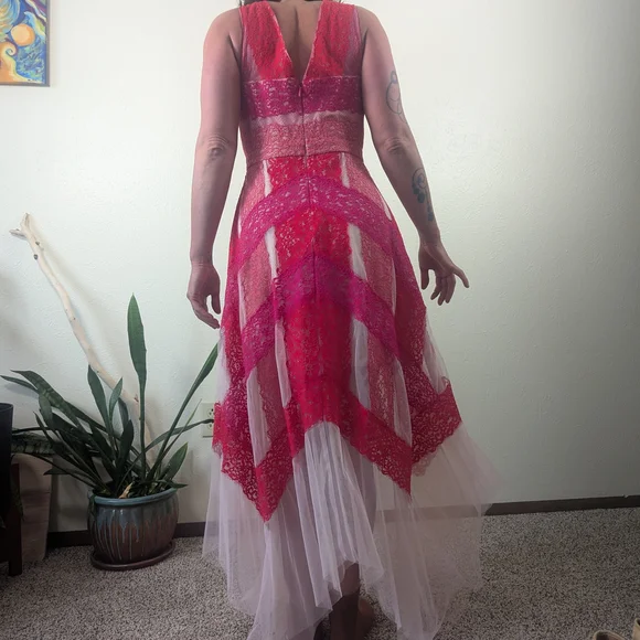 BCBGMaxAzria Pink Asymmetrical Lace Dress - Picture 4 of 4